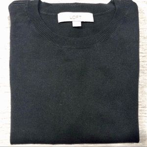 LOFT Knit Front, Floral Back Mixed Media Sweater